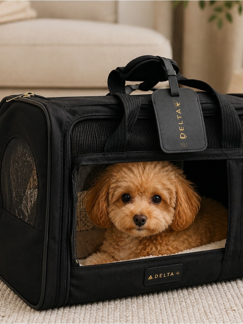 Delta Black Travel Pet Carrier Tote with Mesh Windows